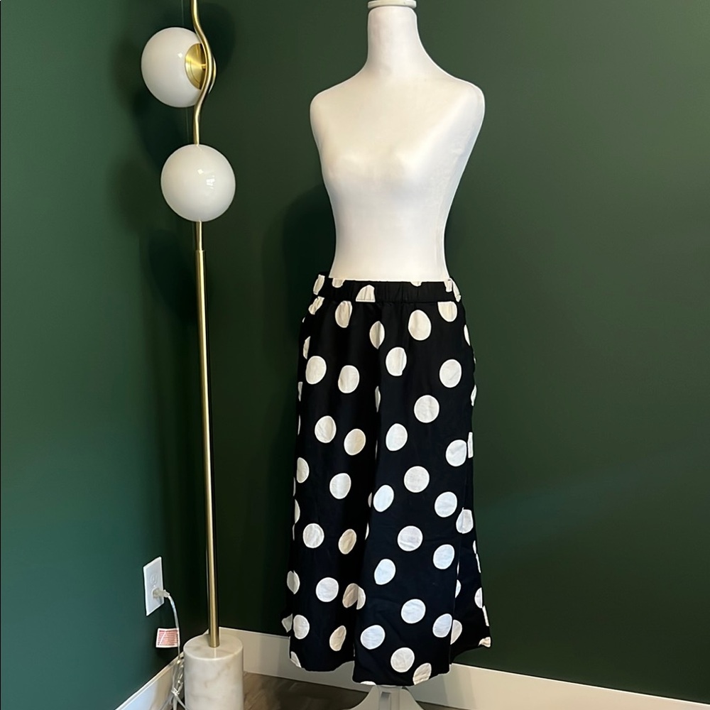 Tabitha Brown Black and White Polka Dot Midi Skirt - Sz M